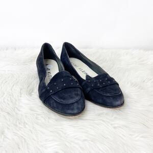 2/$30 Anne Klein 7 M Womens Black Suede Stud Loafer Flats